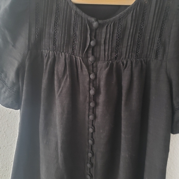 MADEWELL Black Pleated Button Front Shift DressDress XXS - Picture 3 of 14